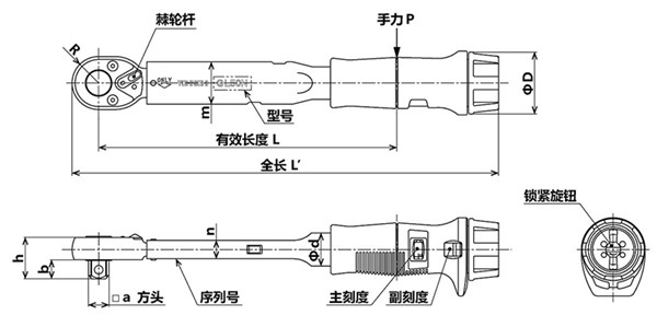 日本东日脱跳式扭力扳手尺寸图2 
